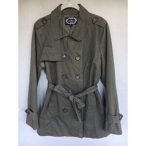 H&M Ambiance Women's L Utility Pea Coat Double Breasted Collar Army Military